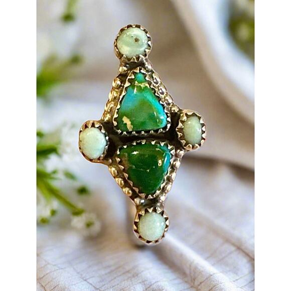 Sonoran Gold & Paloma Turquoise Sterling Silver Ring Adjustable - Picture 4 of 7